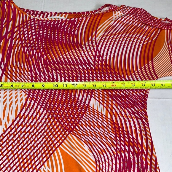Calvin Klein Size 10 Abstract Print Dress Pink Slit Sleeve Work Party Retro - Picture 5 of 10